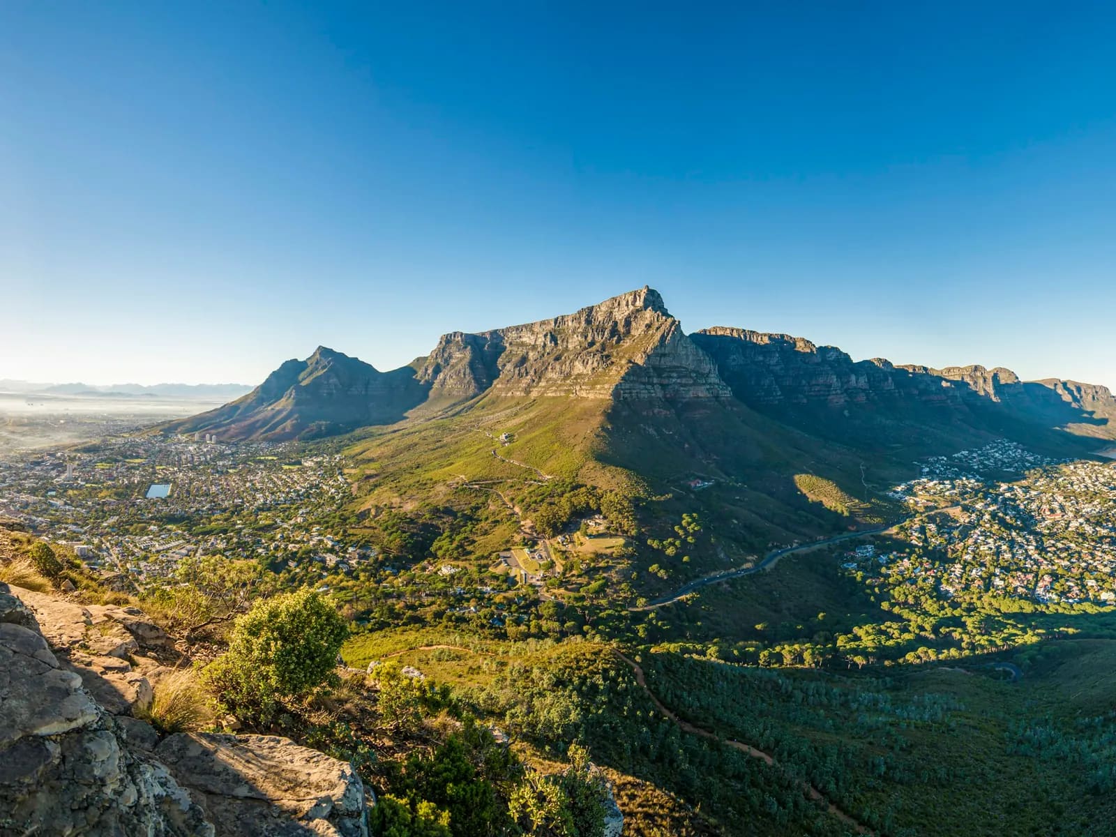 Panorama of Table Mountain and the city bowl seen from Lion's Head, Cape Town