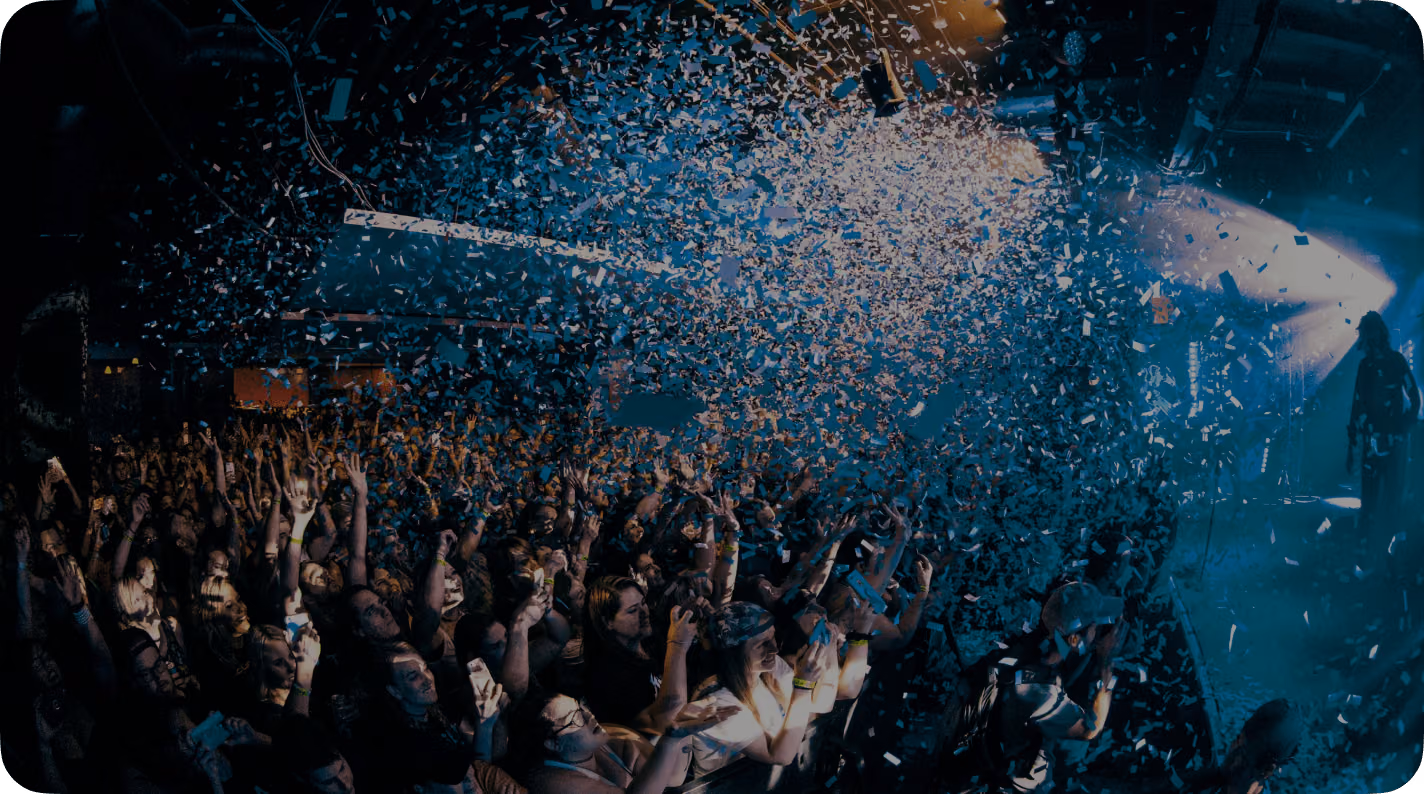 Corporate event crowd at night